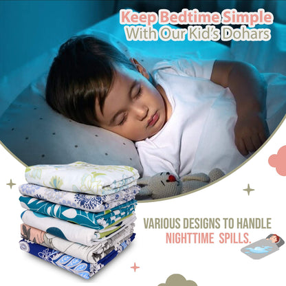 Cream Multicolor 144 TC 100% Cotton Floral Pattern Baby Single Bed AC Blanket Dohar for Kids