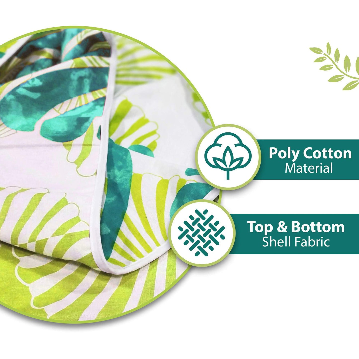 Green and Brown 120 GSM Cotton Floral Double Bed AC Blanket Dohar for All Season