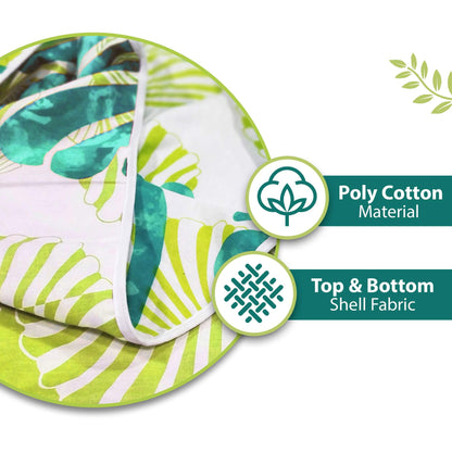 Green and Brown 120 GSM Cotton Floral Double Bed AC Blanket Dohar for All Season