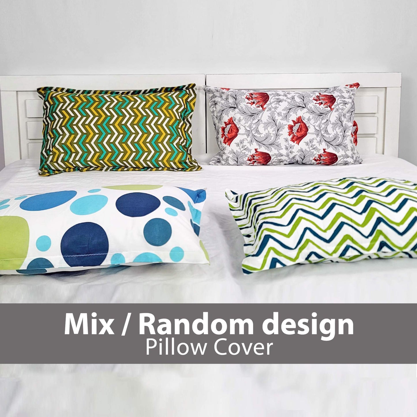 Multicolor Set of 6 Cotton Pillow Covers 18 x 28 Inchs (46 x 71, CM)