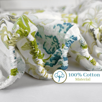 Vintage Floral 100% Cotton Elastic Fitted Bedsheet For Single Bed - Green