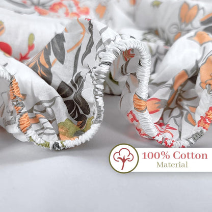 Vintage Floral Elastic Fitted Bedsheet For Double Bed - Peach