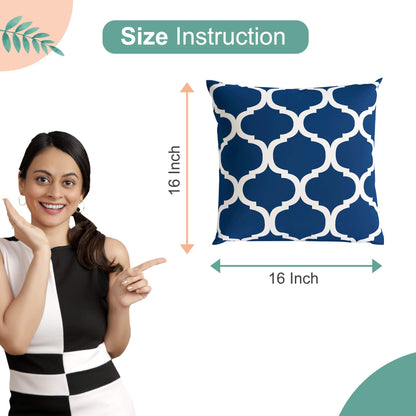 Blue & Orange Abstract Set of 5 Microfiber Cushion Covers - 16x16 Inches