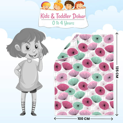 Dandelions Floral Print Pink Cotton 120 GSM Ultra soft Reversible Single Blanket for Babies