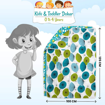 Green Leaf Pattern Dohar Combo For kids 100% Cotton Baby Blanket for New Born under 04 Years