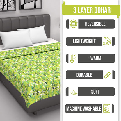 Lime Breeze Floral Single Bed Dohar – 120 GSM Cotton