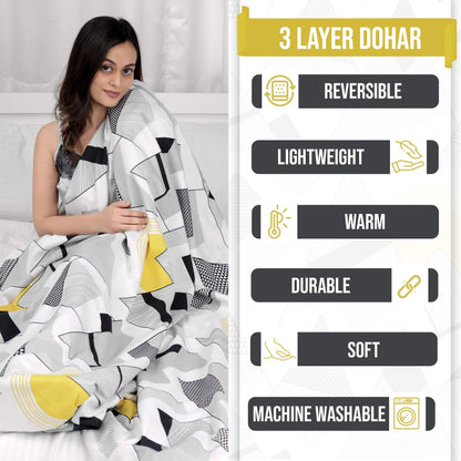 Black and White Retro Style Soft and Cosy Reversible Single Bed Dohar