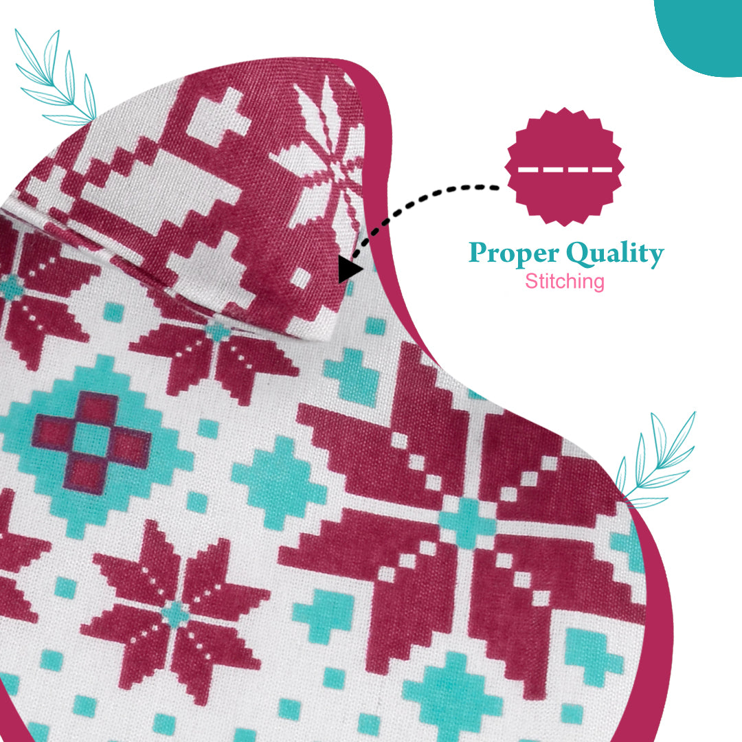 Aqua Scarlet Floral 144 TC Polycotton Single Bedsheet With 1 Pillowcover