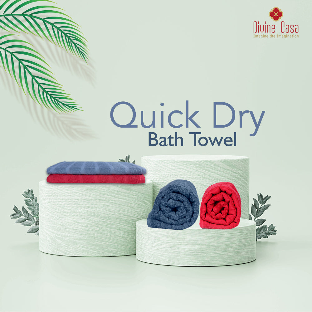 Red and Light Blue 250 GSM Quick Dry Bath Towel Combo