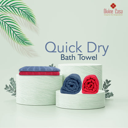 Red and Light Blue 250 GSM Quick Dry Bath Towel Combo