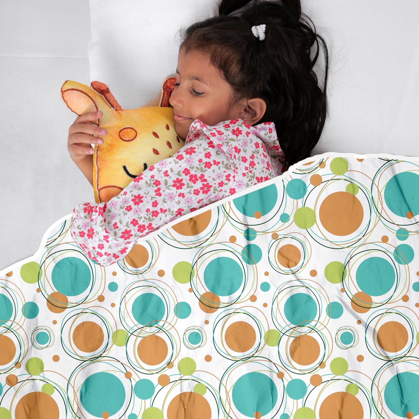 Doodle Round Pattern Kids Single Bed Dohar – 120 GSM Cotton