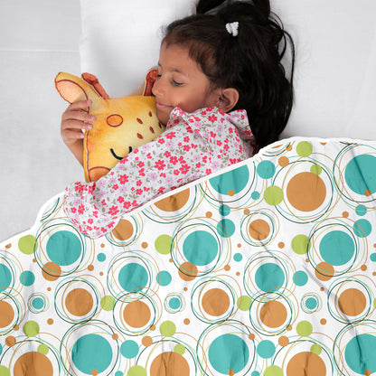 Doodle Round Pattern Kids Single Bed Dohar – 120 GSM Cotton