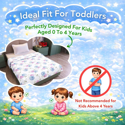 Blue Pink Floral Pure Cotton Lightweight Dohar For Kids