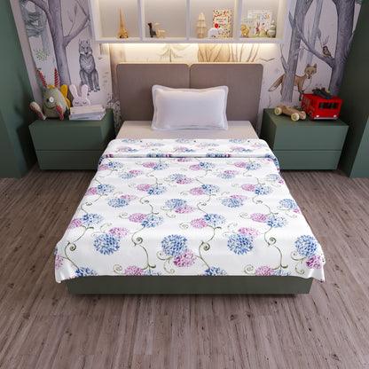 Blue Pink Floral Pure Cotton Lightweight Dohar For Kids