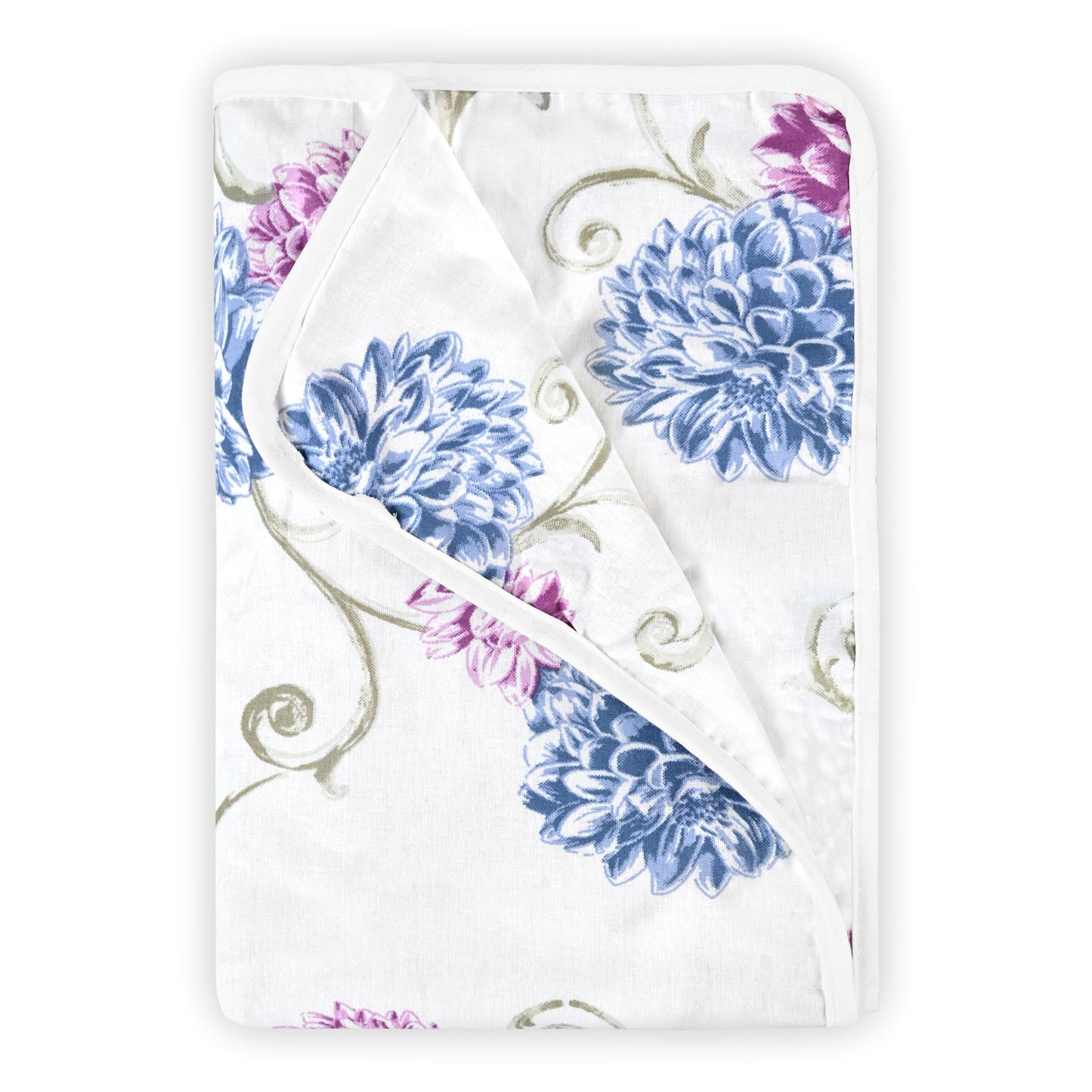 Blue Pink Floral Pure Cotton Lightweight Dohar For Kids