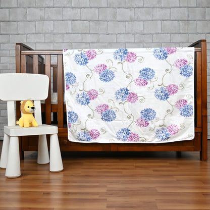 Blue Pink Floral Pure Cotton Lightweight Dohar For Kids