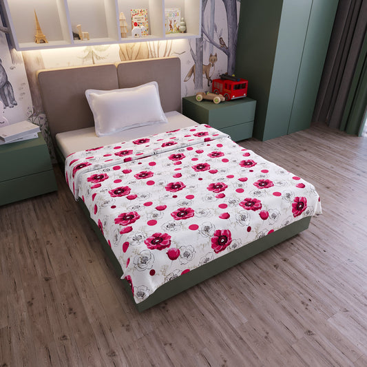 Pink Floral Pure Cotton Lightweight Dohar For Kids