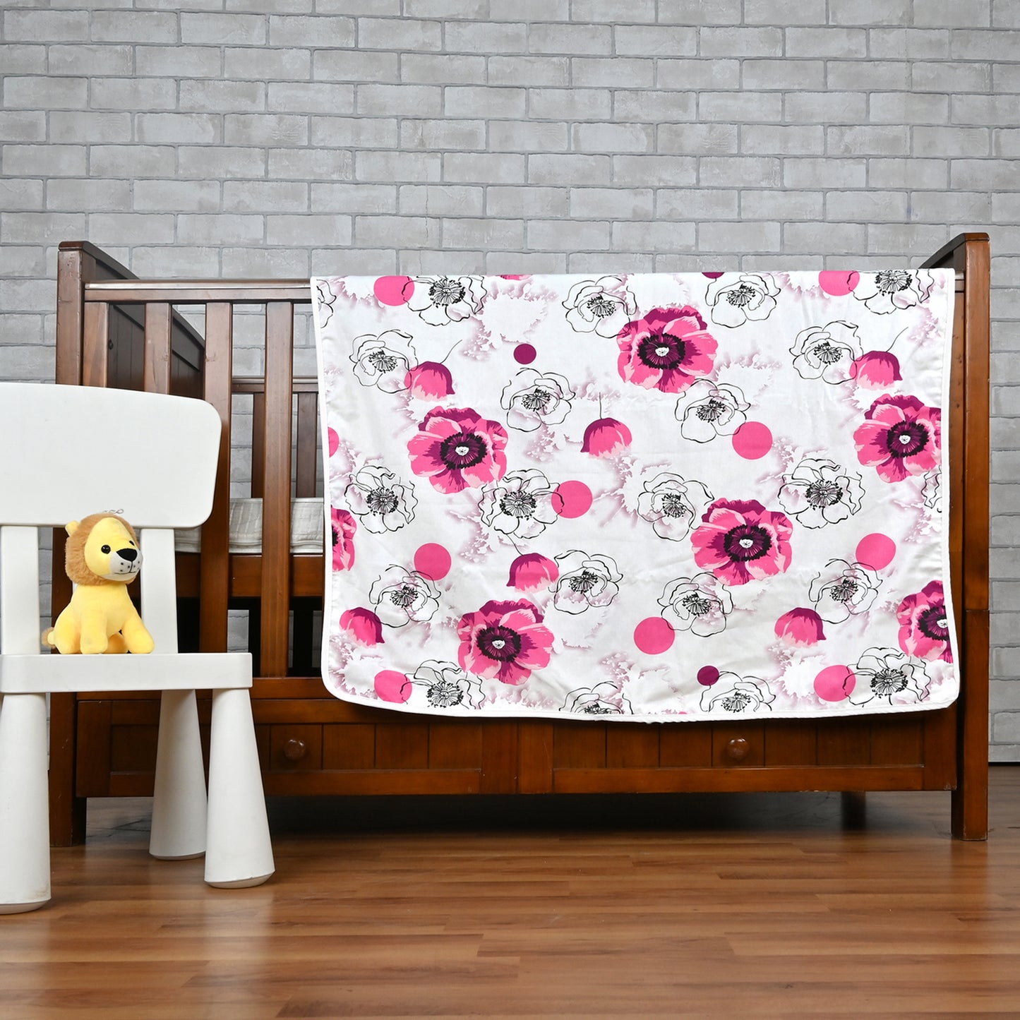Pink Floral Pure Cotton Lightweight Dohar For Kids