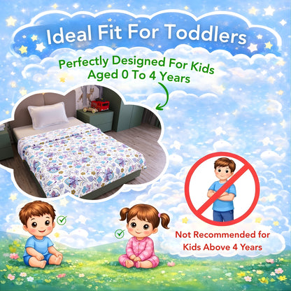 Purple Blue Floral Pure Cotton Lightweight Dohar For Kids