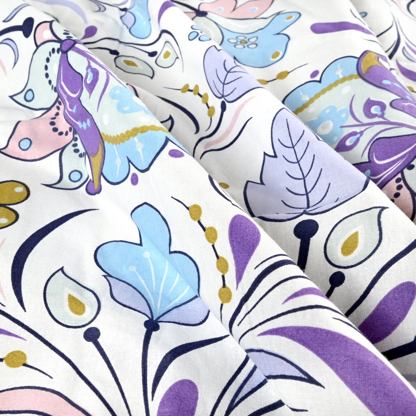 Purple Blue Floral Pure Cotton Lightweight Dohar For Kids