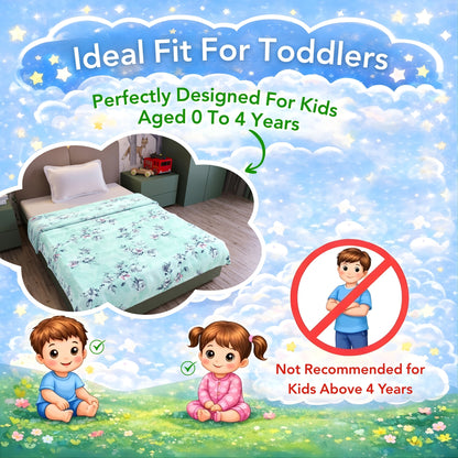 Mint Green Floral Pure Cotton Lightweight Dohar For Kids