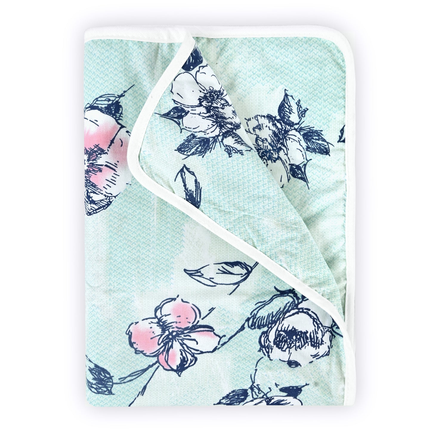 Mint Green Floral Pure Cotton Lightweight Dohar For Kids