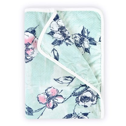 Mint Green Floral Pure Cotton Lightweight Dohar For Kids