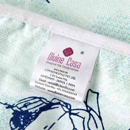 Mint Green Floral Pure Cotton Lightweight Dohar For Kids