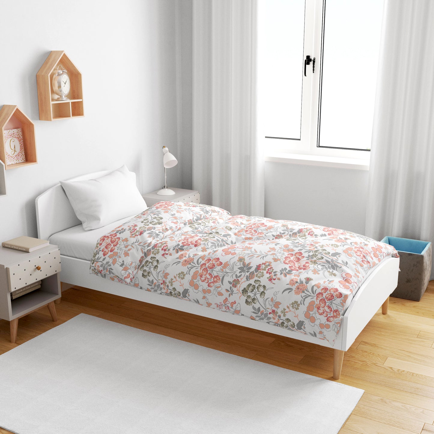 Cream Multicolor 144 TC 100% Cotton Floral Pattern Baby Single Bed AC Blanket Dohar for Kids