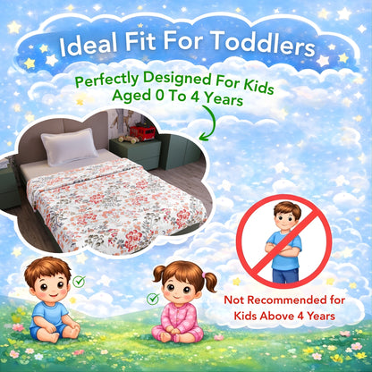 Cream Multicolor 144 TC 100% Cotton Floral Pattern Baby Single Bed AC Blanket Dohar for Kids