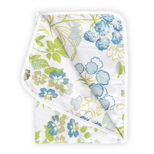 White And Green 144 TC 100% Cotton Floral Pattern Baby Single Bed AC Blanket Dohar for Kids