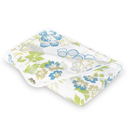 White And Green 144 TC 100% Cotton Floral Pattern Baby Single Bed AC Blanket Dohar for Kids