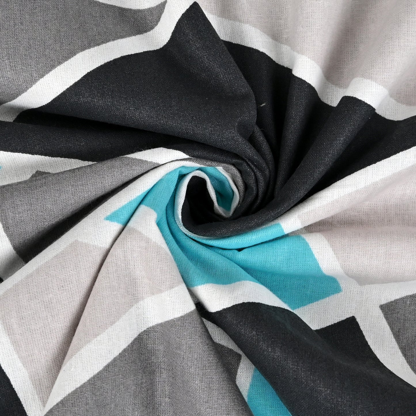 Aqua Grey Geometric Kids Single Bed Dohar – 120 GSM Cotton