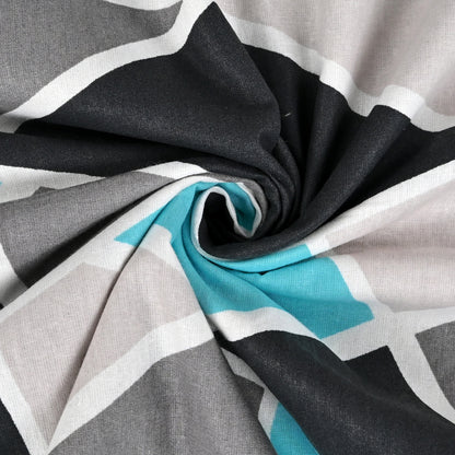 Aqua Grey Geometric Kids Single Bed Dohar – 120 GSM Cotton