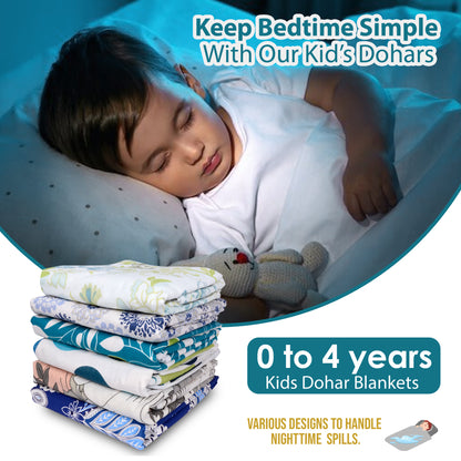 Rustic Brown Floral Kids Single Bed Dohar – 120 GSM Cotton