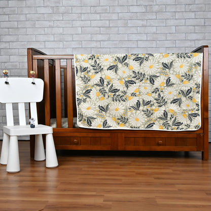 Classic Yellow Floral Single Kids Bed Dohar - 120 GSM Cotton