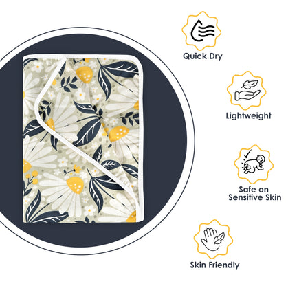 Classic Yellow Floral Single Kids Bed Dohar - 120 GSM Cotton