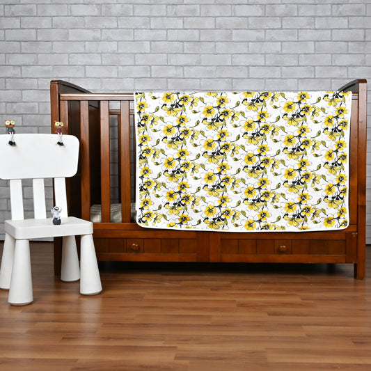 Golden Daffodil Floral Single Kids Bed Dohar - 120 GSM Cotton