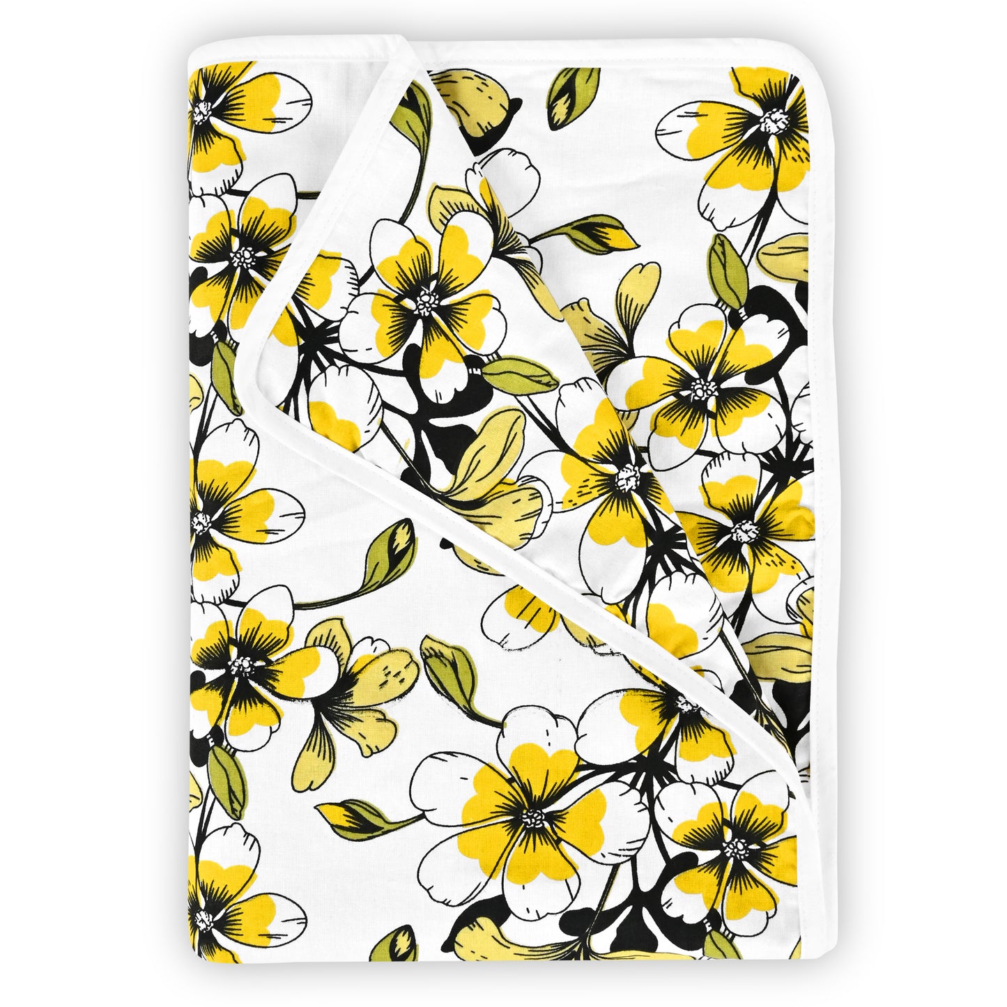 Golden Daffodil Floral Single Kids Bed Dohar - 120 GSM Cotton