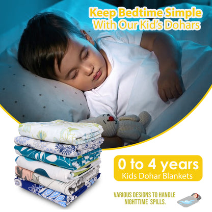 Golden Daffodil Floral Single Kids Bed Dohar - 120 GSM Cotton