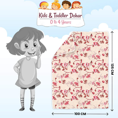 Sky Blue Mist Floral Single Kids Bed Dohar - 120 GSM Cotton