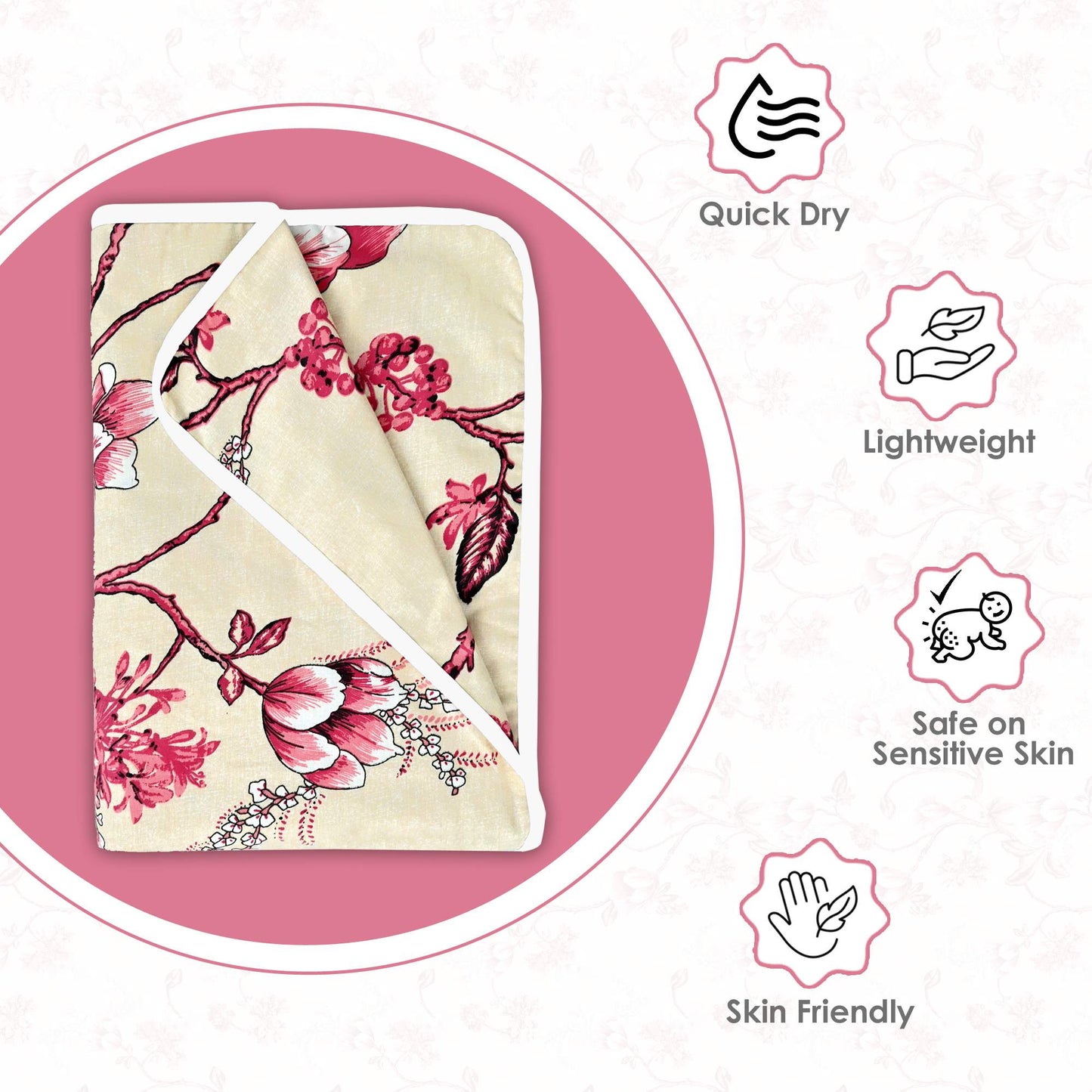 Sky Blue Mist Floral Single Kids Bed Dohar - 120 GSM Cotton