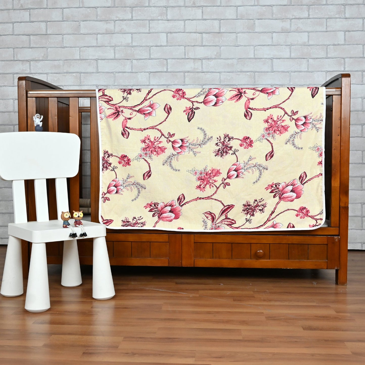 Sky Blue Mist Floral Single Kids Bed Dohar - 120 GSM Cotton