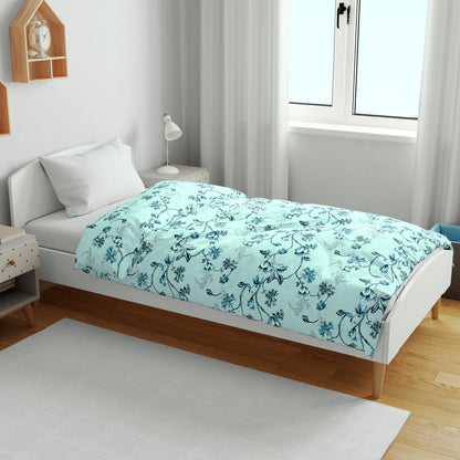 Frost Blue Floral Kids Cotton Dohar 0 - 4 Years
