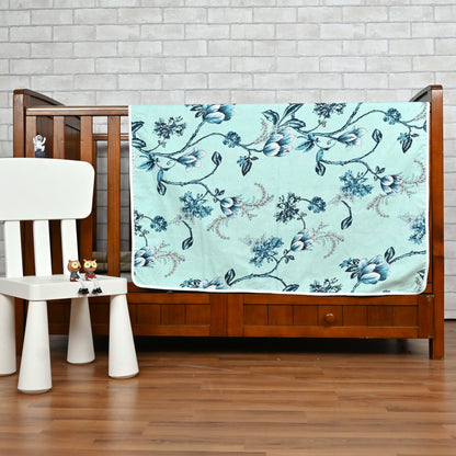 Frost Blue Floral Kids Cotton Dohar 0 - 4 Years