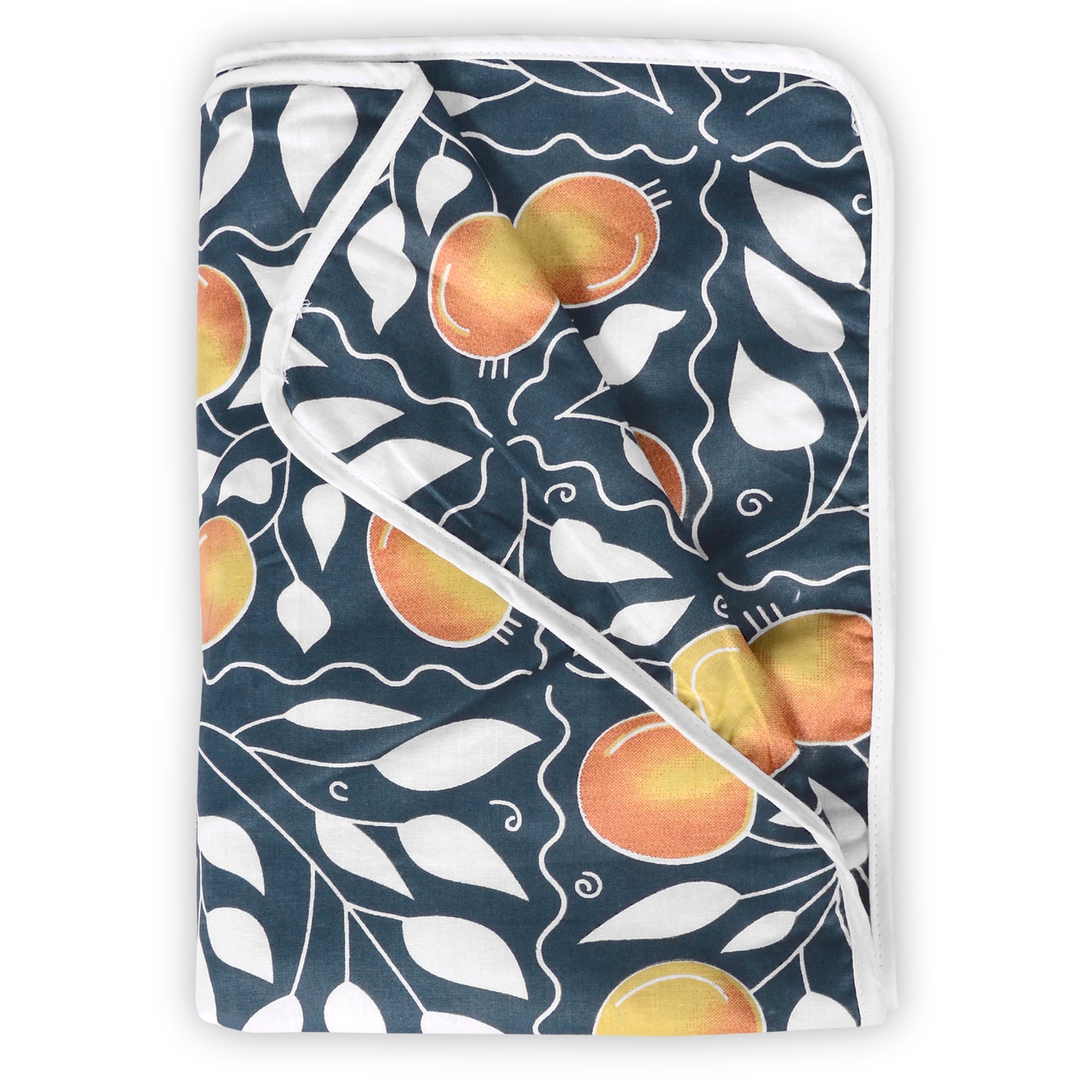 Navy & Orange Clementine Pattern Cotton Ultra soft Reversible Single Blanket for Babies