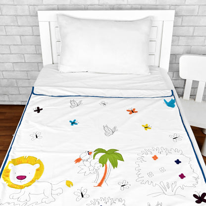 Bright White Embroidery 200 TC Cotton Ultrasoft Blanket for Kids