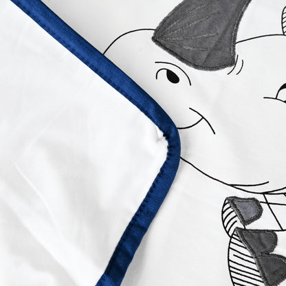 Bright White Embroidery 200 TC Cotton Ultrasoft Blanket for Kids