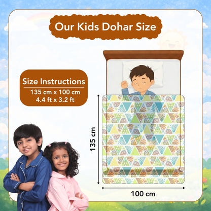 Triangle Candy Print Reversible AC Blanket Dohar for Kids