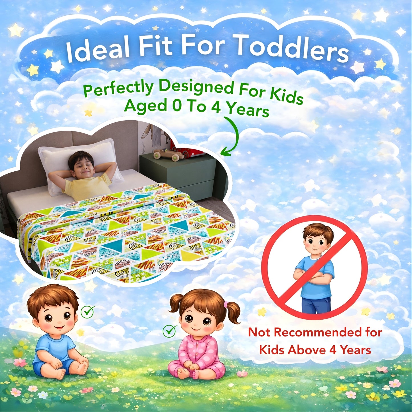 Blue Abstract Print Super Soft Brushed for 0-3 Years Baby Single Bed AC Blanket for Kids